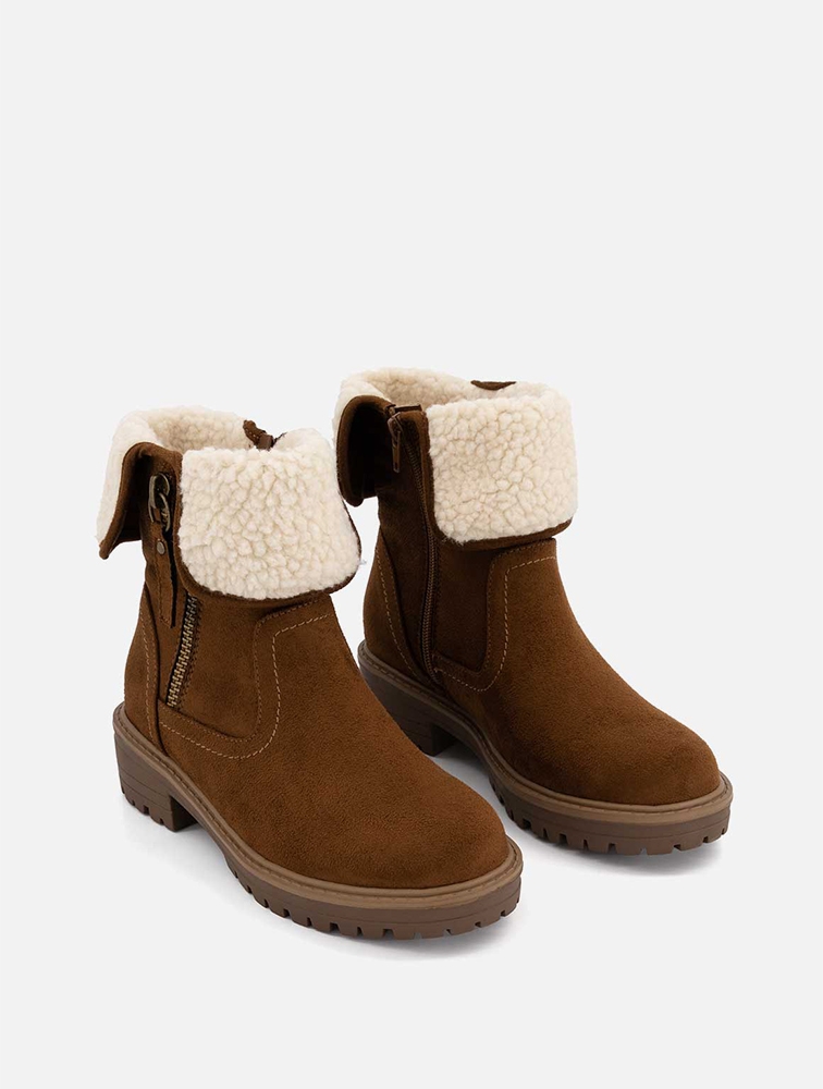 MyRunway Shop Woolworths Tan Faux Suede Sherpa Ankle Boots for